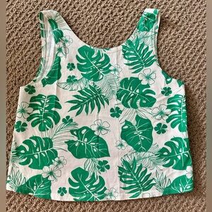 Zara Green and White Botanical Print Tank Top